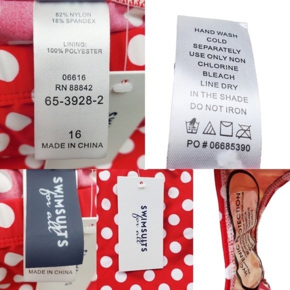 Swimsuits For All Red White Polka Dot High Waisted Bikini Swimsuit Size 16 NWT - Picture 10 of 10